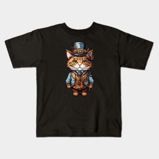 Steampunk, Cat venturer, Victorian Cat Kids T-Shirt